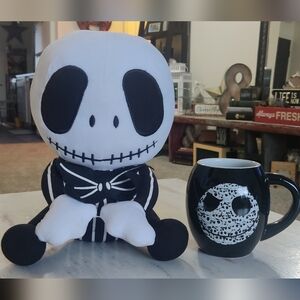 Disney Black and White Jack Skellington Plush and Mug Set